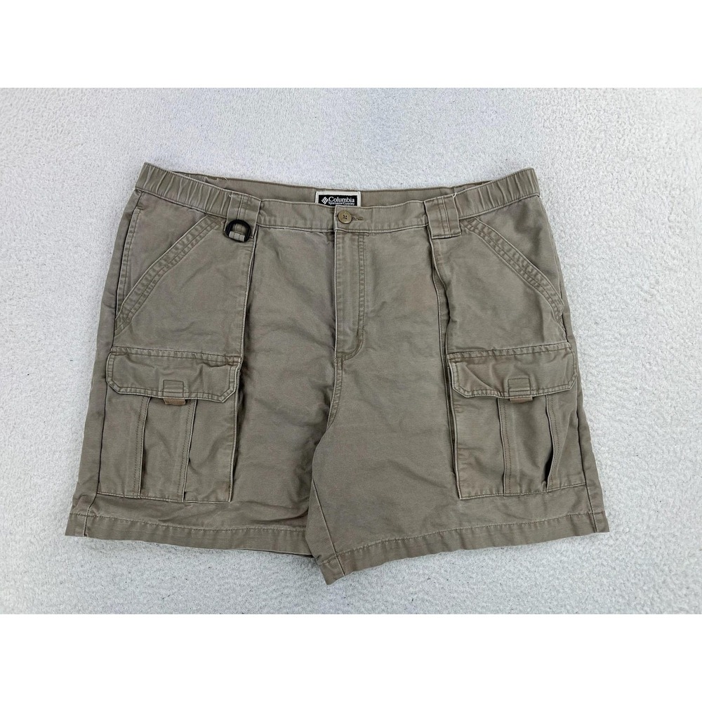 Columbia Cargo Shorts Mens 40 Beige Cotton Canvas 7" Inseam Hiking Outdoor